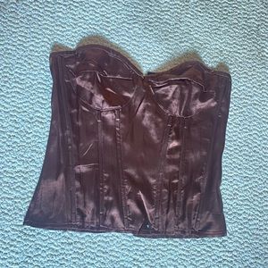 Brown satin corset top, size US 6.